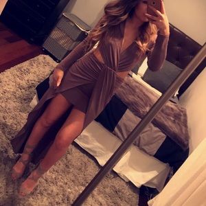 Long sleeve open cut dress